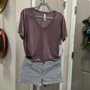 H&M Black and White Jean Shorts Relaxed Fit